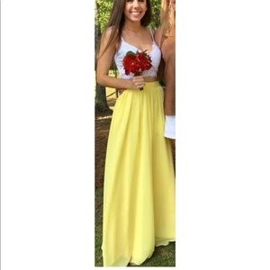 two piece formal dress white and yellow